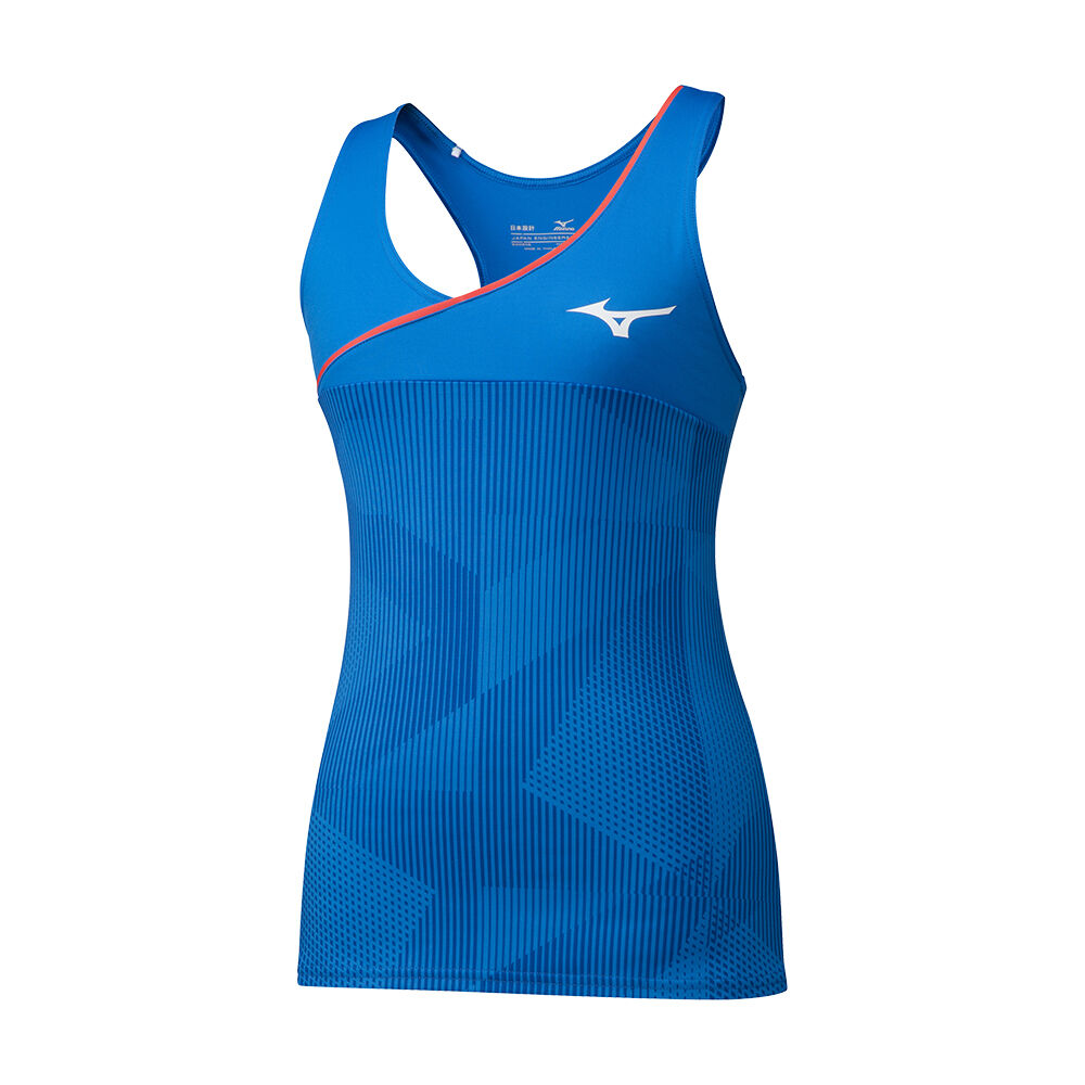 Camiseta De Tirantes Mizuno Printed Mujer Azules Baratas SXJE-19320